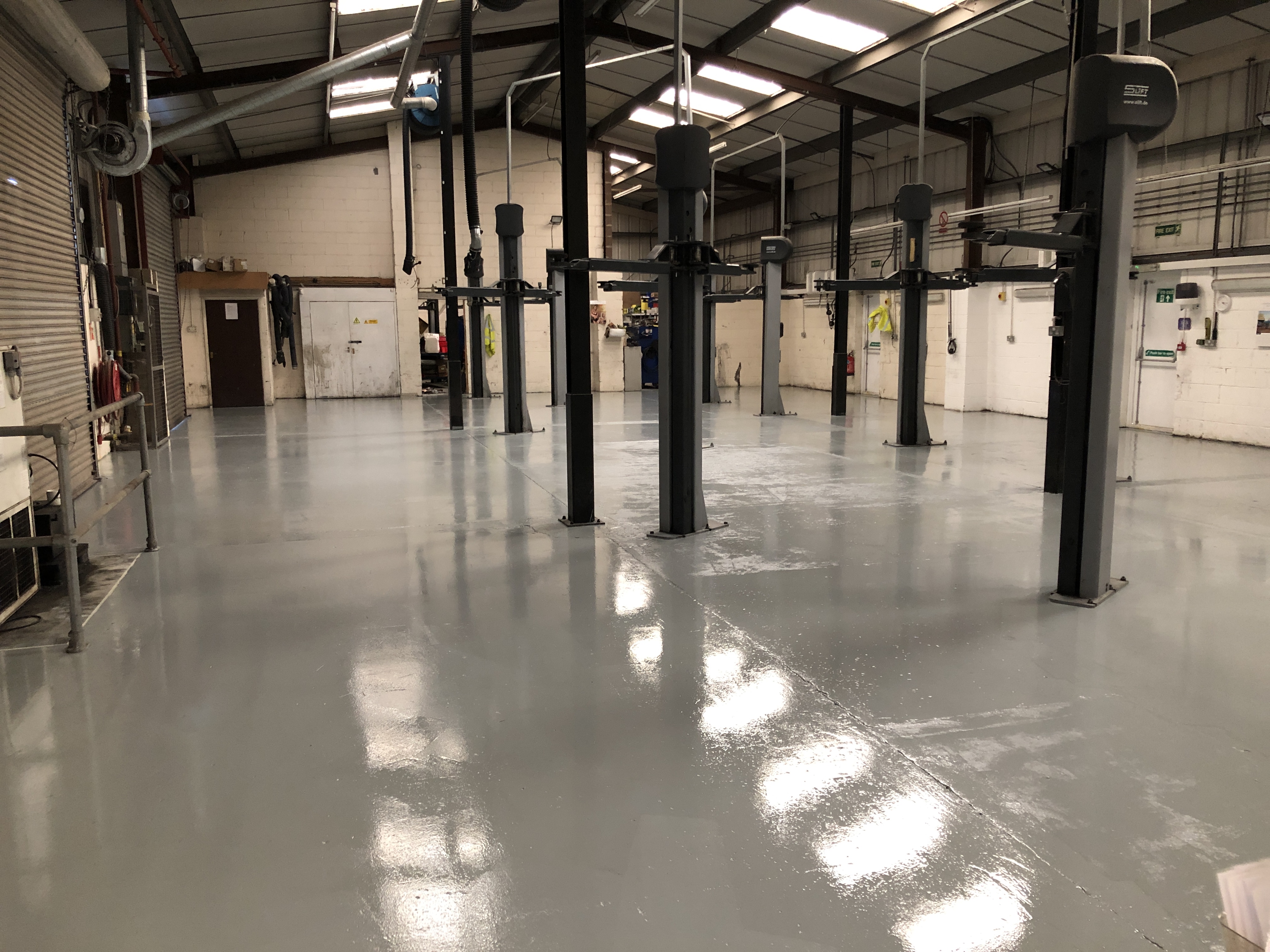 Our freshly painted workshop floor, 2 pack epoxy paint.